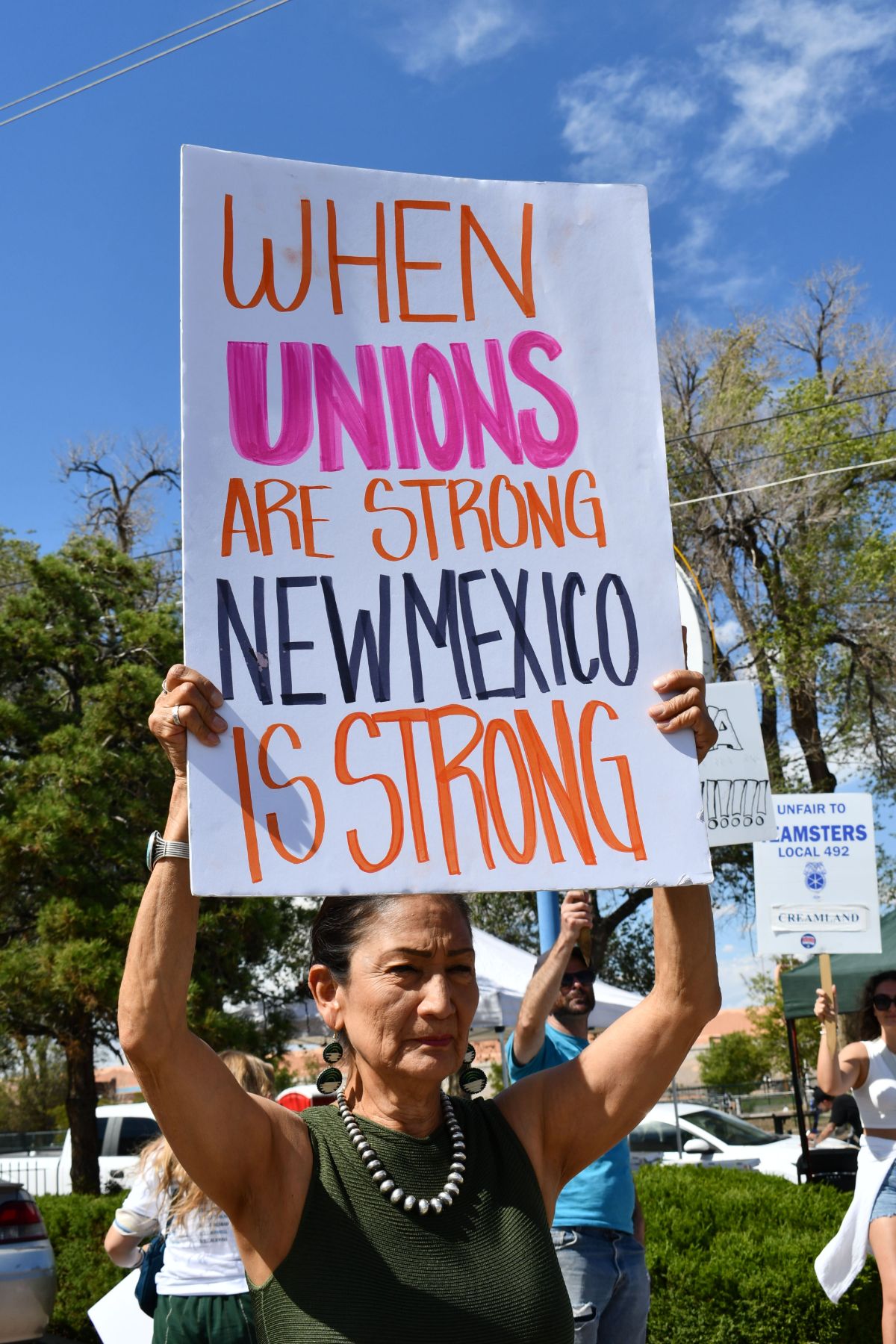 Deb Haaland on the picket line