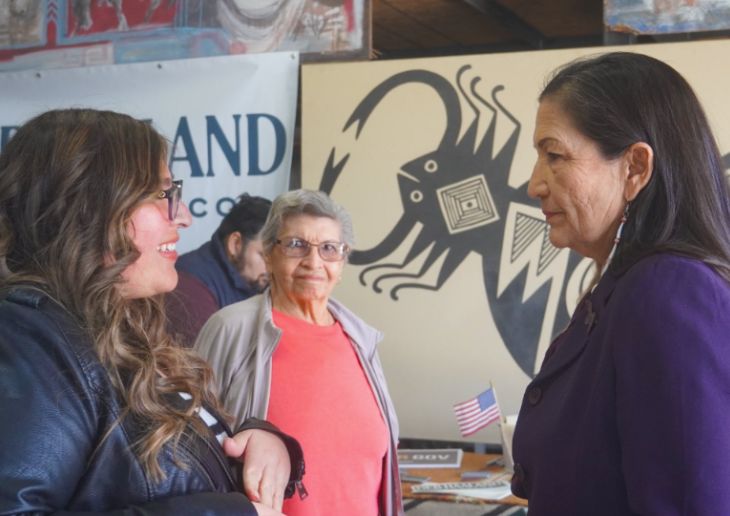 Deb speaking with New Mexican voters in Deming.