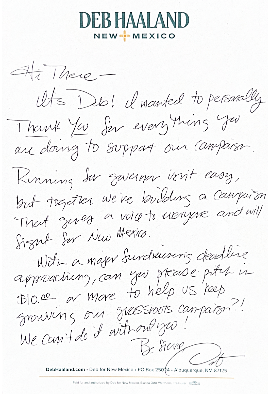 Deb's note to you