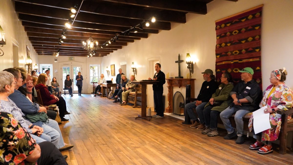 Deb on her campaign trail speaking with voters